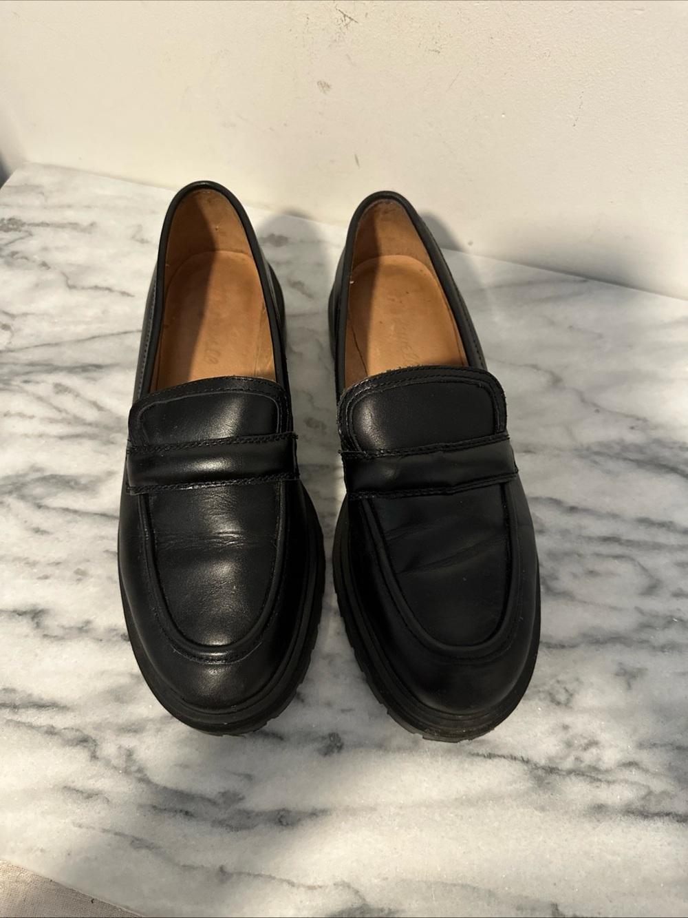 Madewell Classic Black Leather Penny Loafers for women